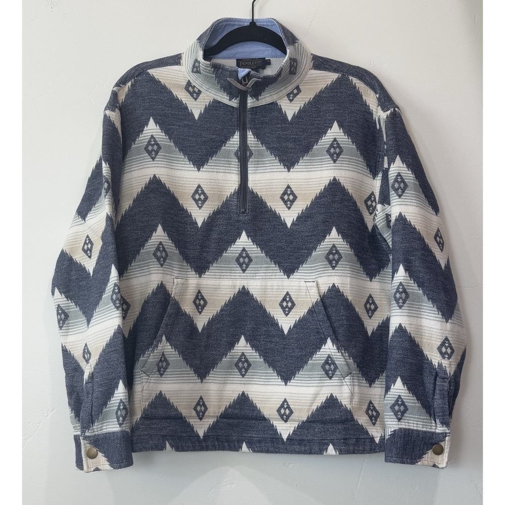 Pendleton Women's Jacquard Print Cotton Chamois Half Zip Pullover Size M